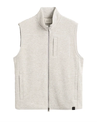 Gant - Zipped Fleece Vest - Warm Gray Melange
